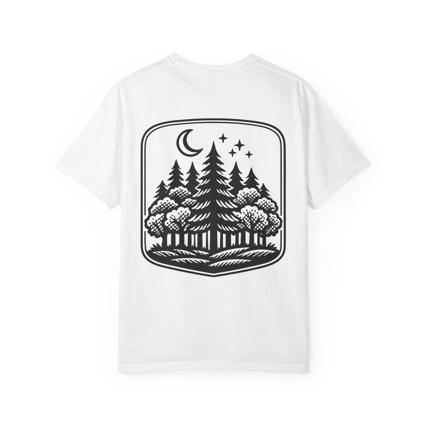 Nature Camp T-Shirt — Forest Night Badge Graphic