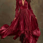 SERAFINA | RETRO OVERSIZED SKIRT LONG DRESS WITH DEEP V-NECK