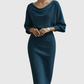 ISMÉRIA | WHITE DRAPED BATWING MIDI DRESS