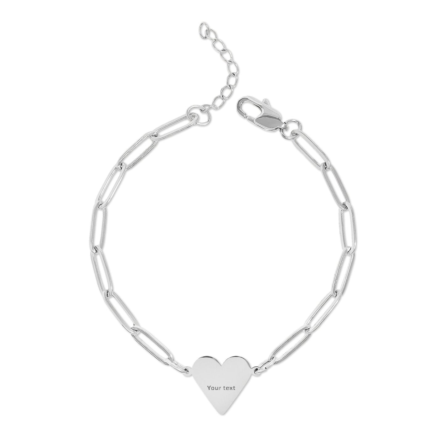 Engravable Paperclip Heart Bracelet — Personalized Gold or Rose Gold Chain Gift