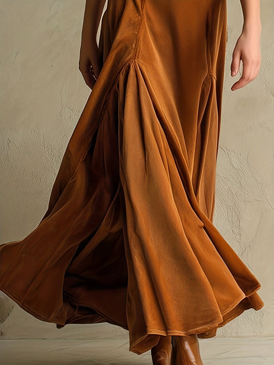 ELOWENNA | ELEGANT BUTTON-FRONT COLLAR DRESS WITH 7/8 SLEEVE
