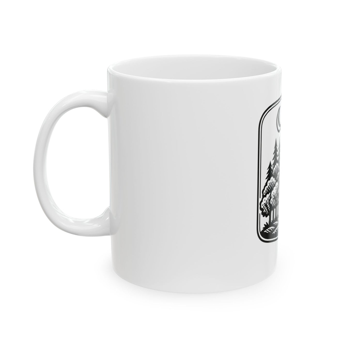 Night Forest Ceramic Mug — Moon & Stars Woodland Coffee Cup (11oz/15oz)