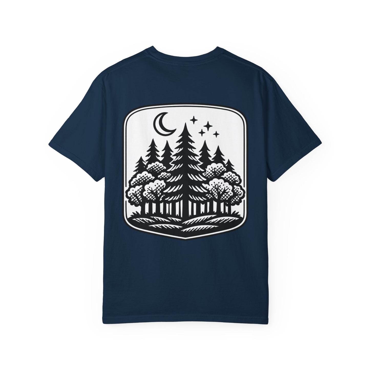 Nature Camp T-Shirt — Forest Night Badge Graphic