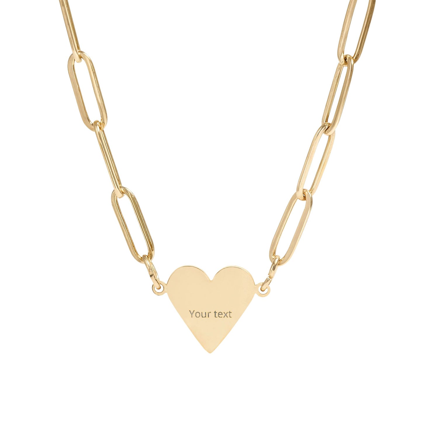 Engravable Paperclip Heart Necklace – Personalized Rose Gold or Gold Pendant