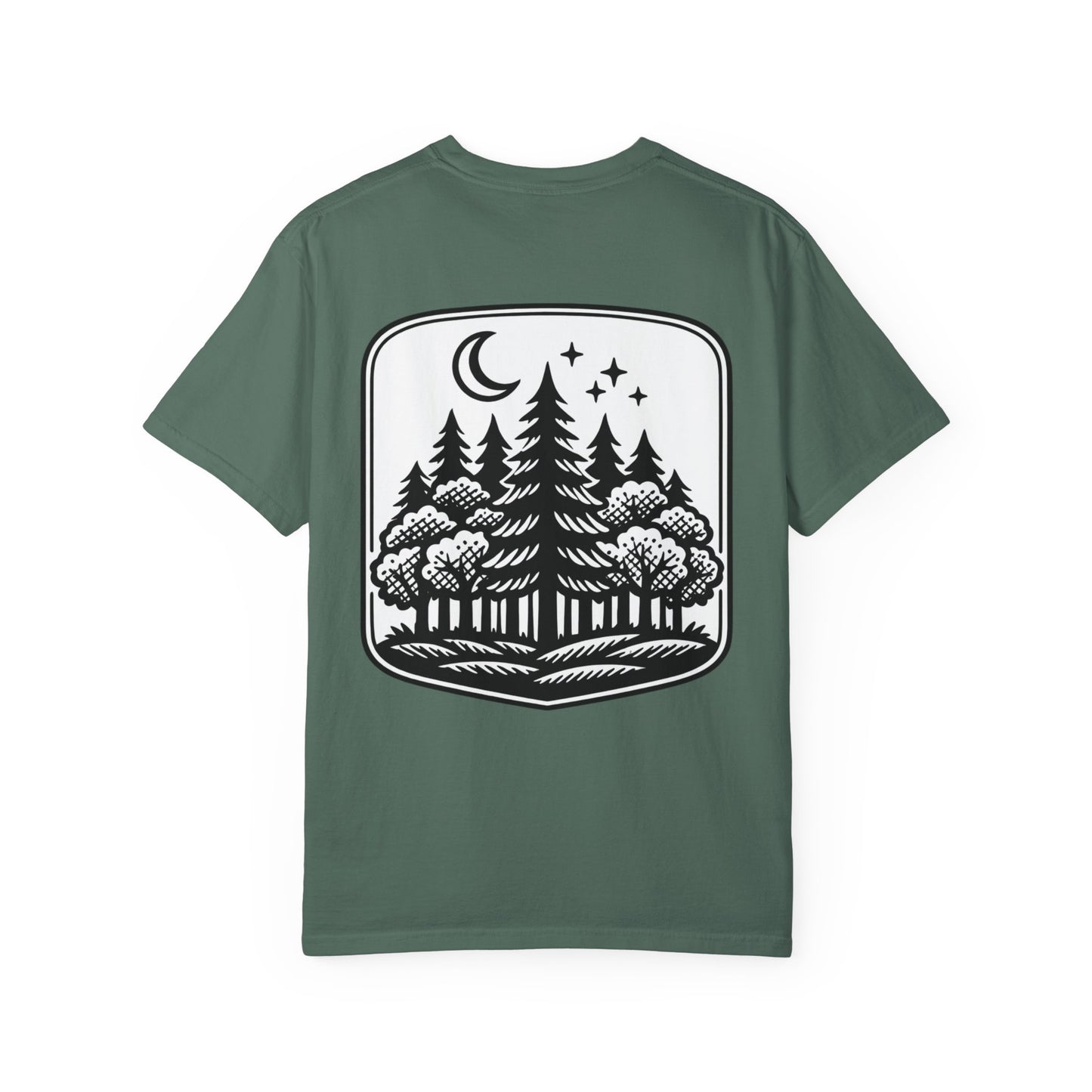 Nature Camp T-Shirt — Forest Night Badge Graphic