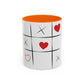 Tic Tac Love Accent Coffee Mug — Heart & X Pattern (11/15oz)