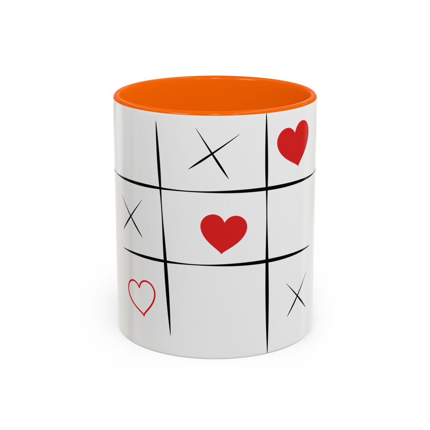 Tic Tac Love Accent Coffee Mug — Heart & X Pattern (11/15oz)