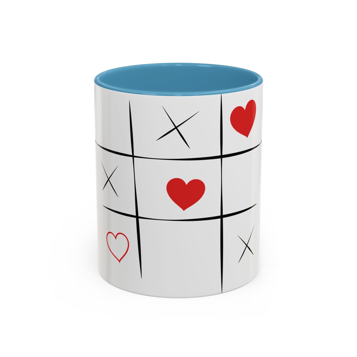 Tic Tac Love Accent Coffee Mug — Heart & X Pattern (11/15oz)