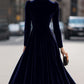 ELOWON | NAVY BLUE LONG-SLEEVE MIDI DRESS