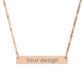 Engravable Horizontal Bar Necklace — Personalized Name & Message Pendant