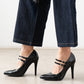 MARLOWE | Pointed Toe Mary Jane Heels | Double Strap Black