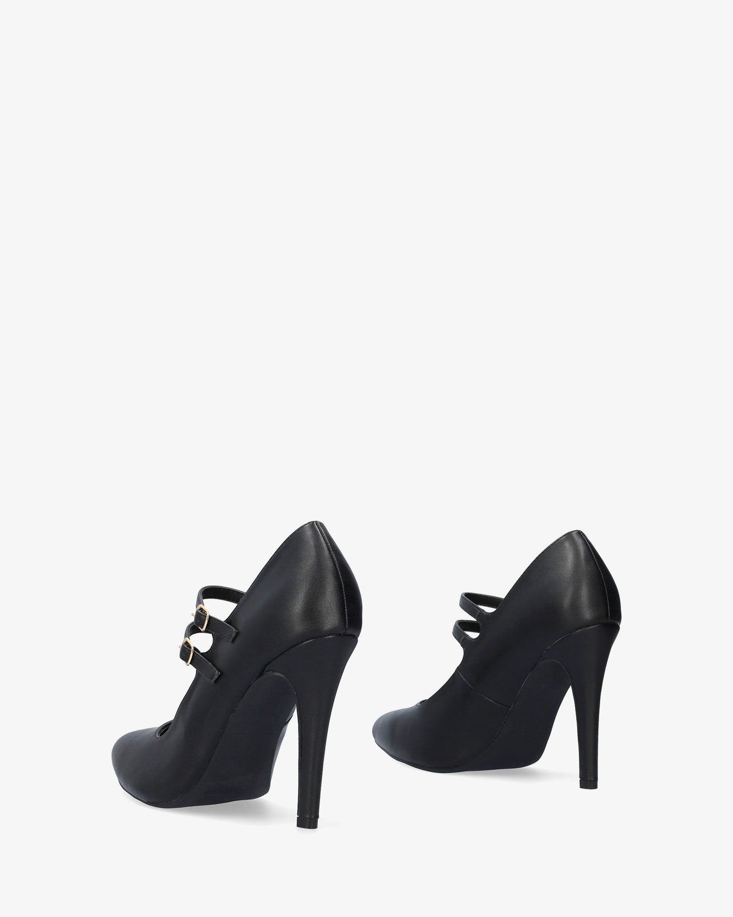 MARLOWE | Pointed Toe Mary Jane Heels | Double Strap Black