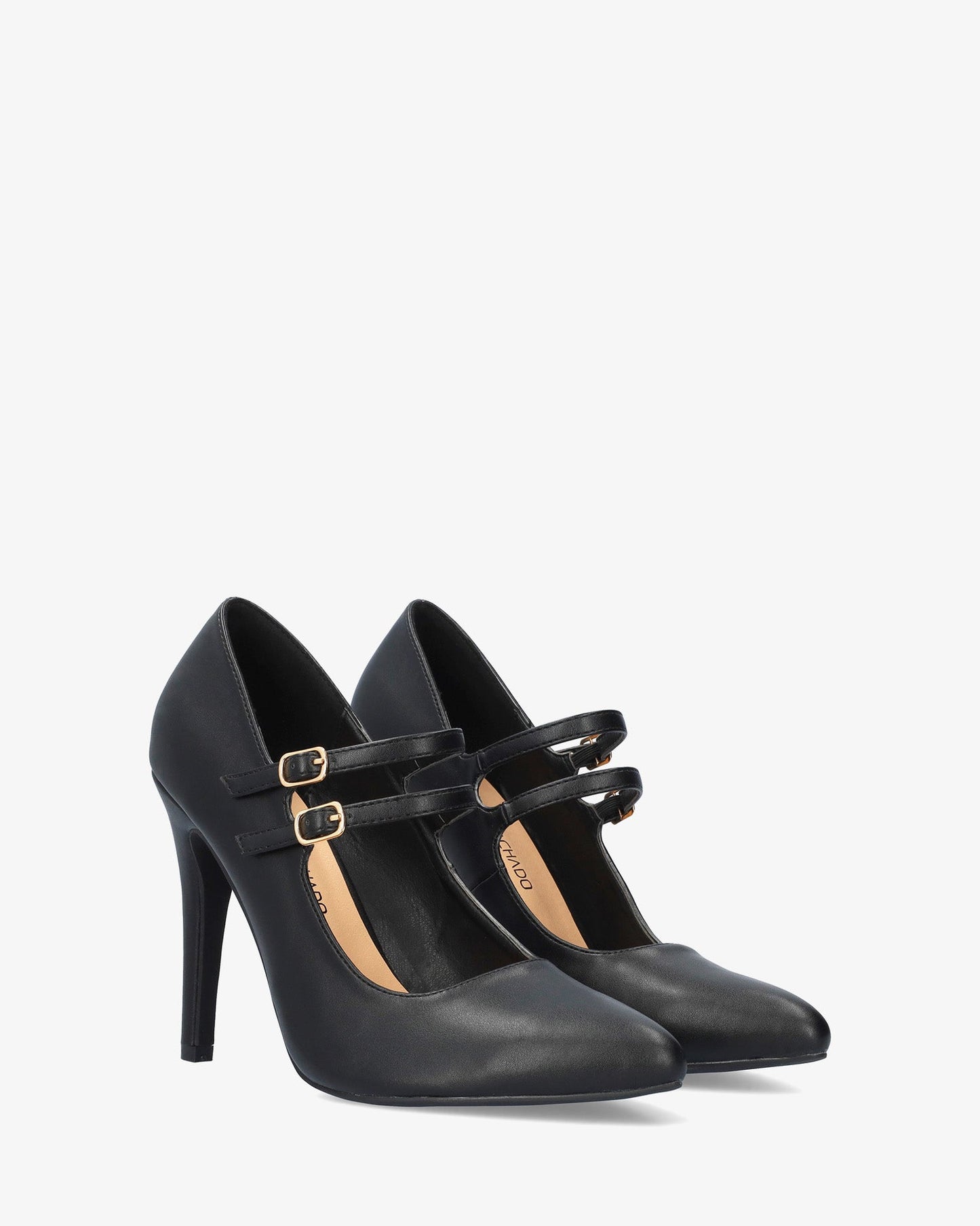 MARLOWE | Pointed Toe Mary Jane Heels | Double Strap Black