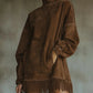 LAVINIA FAUX SUEDE TURTLENECK DRESS WITH FRINGE HEM