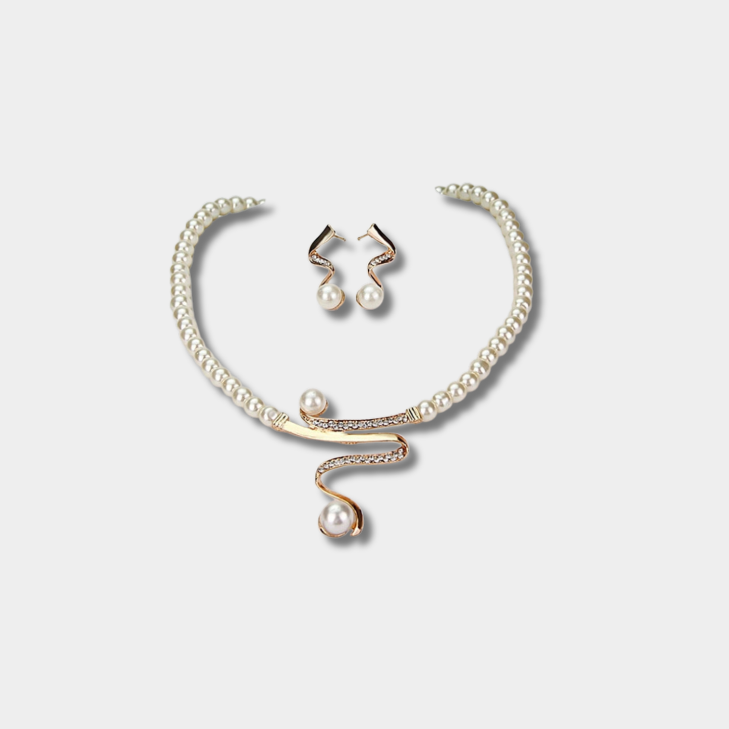 Set collana e orecchini con perle naturali