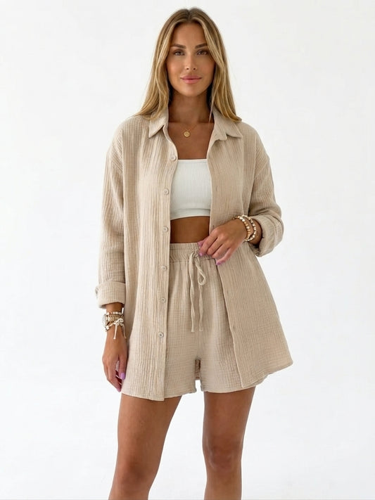 Elara | Cotton 2-Piece Set – Shirt & Shorts