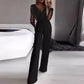 ISLIE | JUMPSUIT WITH SHEER SLEEVES AND WIDE LEGS