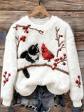 MISTLETOE | SWEET CHRISTMAS CAT ART PRINT FLANNEL SWEATSHIRT