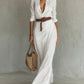 UNA | LAPEL-WRAP MAXI DRESS