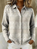 MONIRA™ - ELEGANT KNIT HOODIE BLOUSE WITH DIAMOND PATTERN