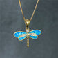Golden butterfly necklace with opal