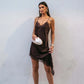 Women's Lace Satin Mini Dress – Asymmetrical Backless Sexy Party & Beach Dres