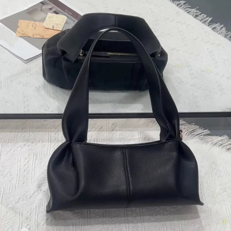 French Pleated Leather Underarm Bag for Women | Luxury Lightweight Shoulder Handbag – Elisa London