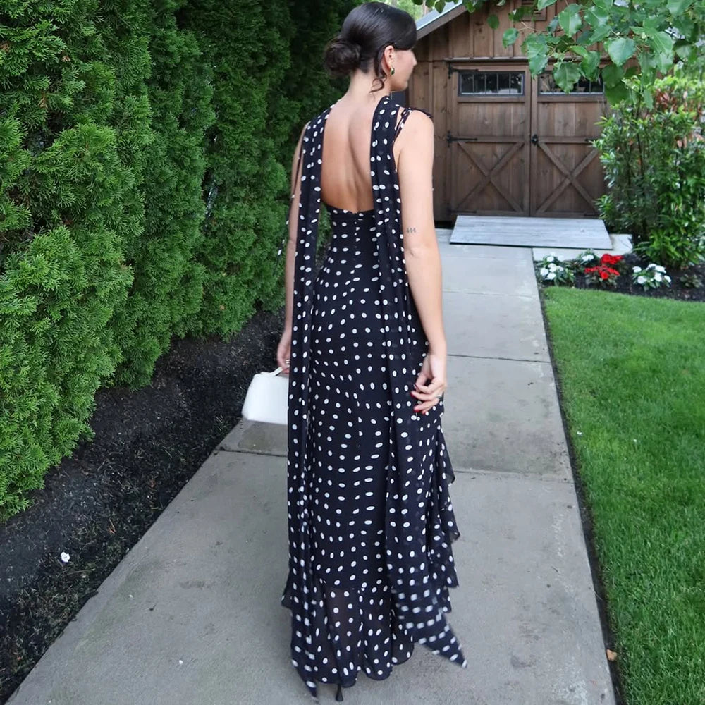 Elegant Women's Polka Dot Maxi Dress