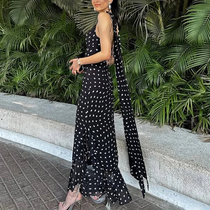 Elegant Women's Polka Dot Maxi Dress