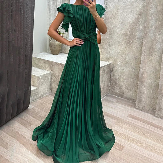 SELENA | PLEATED EVENING GOWN