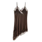 Women's Lace Satin Mini Dress – Asymmetrical Backless Sexy Party & Beach Dres