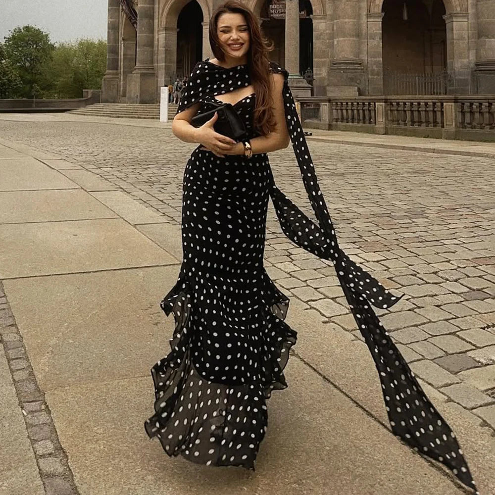 Elegant Women's Polka Dot Maxi Dress
