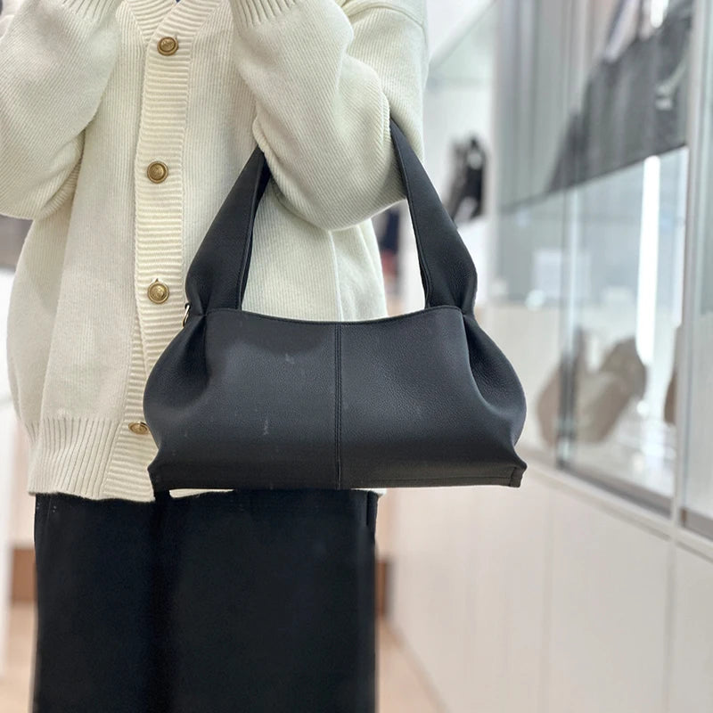 French Pleated Leather Underarm Bag for Women | Luxury Lightweight Shoulder Handbag – Elisa London