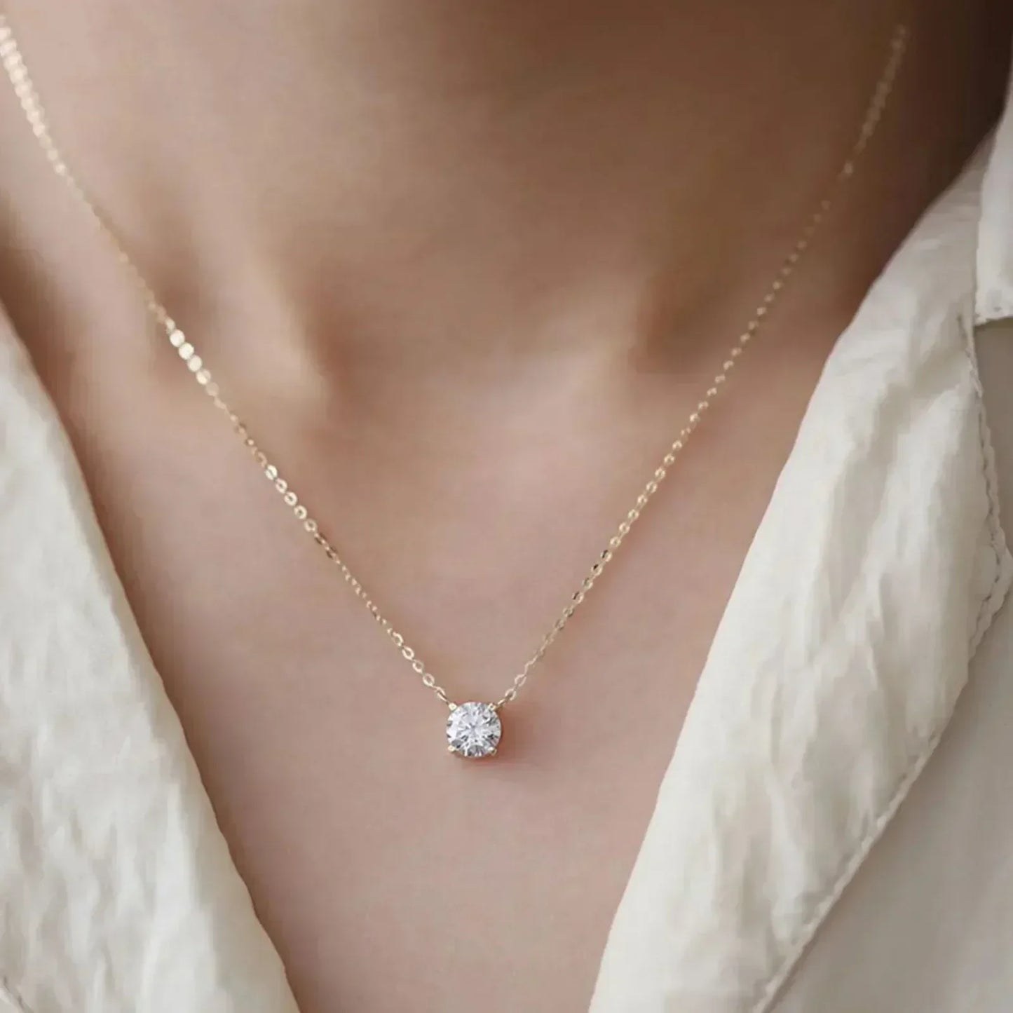 Rafaela – Collana in argento placcato oro 18K con zircone