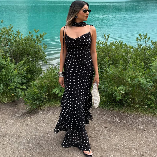 Elegant Women's Polka Dot Maxi Dress