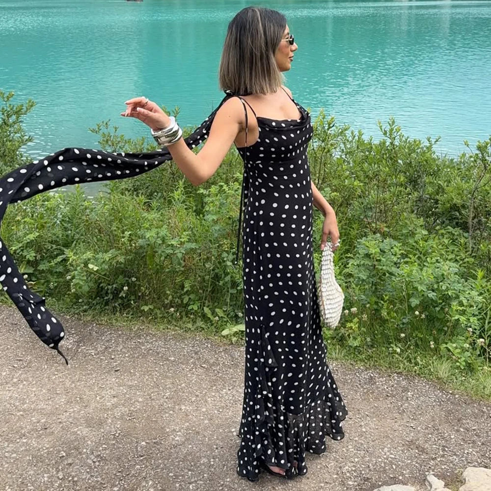 Elegant Women's Polka Dot Maxi Dress