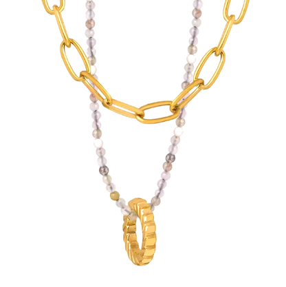 Luisa – Collana dorata a doppio strato con pendente