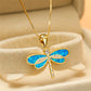 Golden butterfly necklace with opal
