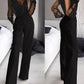 ISLIE | JUMPSUIT WITH SHEER SLEEVES AND WIDE LEGS