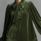 AVA LOOSE-FITTING VELVET MINI DRESS WITH NECKLINE BOW