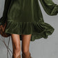 AVA LOOSE-FITTING VELVET MINI DRESS WITH NECKLINE BOW