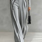 REFINED HIGH-NECK TOP & WIDE-LEG PANTS SET (FREE BELT)