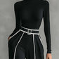 REFINED HIGH-NECK TOP & WIDE-LEG PANTS SET (FREE BELT)