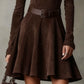 THALASSO VINTAGE DARK BROWN SUEDE MOCK NECK MINI DRESS