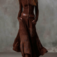 HELENA IVY | WINTER NIGHT NAVY SUEDE MAXI DRESS WITH BELT