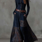 HELENA IVY | WINTER NIGHT NAVY SUEDE MAXI DRESS WITH BELT