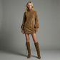 LILLY | SUEDE TURTLENECK MINI DRESS WITH VINTAGE CHARM