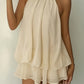 Elegant Backless Halter Tie Waist Mini Dress