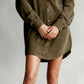 CHLOELAIN | SOLID COLOR COLLAR LONG SLEEVE MINI DRESS