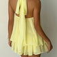 Elegant Backless Halter Tie Waist Mini Dress